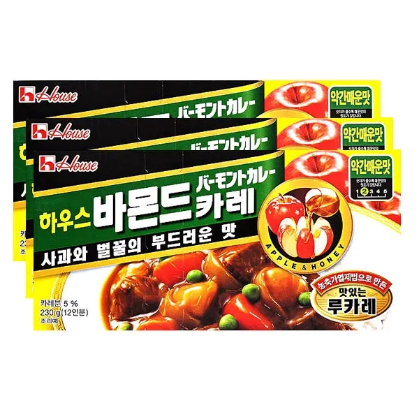 하우스 바몬드카레 230g 약간매운맛 3개 일본 고형카레