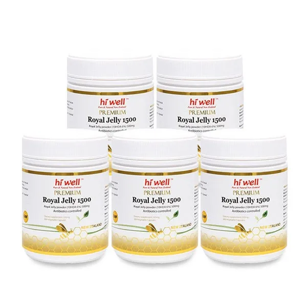 Hiwell [뉴질랜드 로얄젤리] 하이웰 프리미엄 로열젤리 1500mg 300베지캡슐 5개 (치약사은품증정)