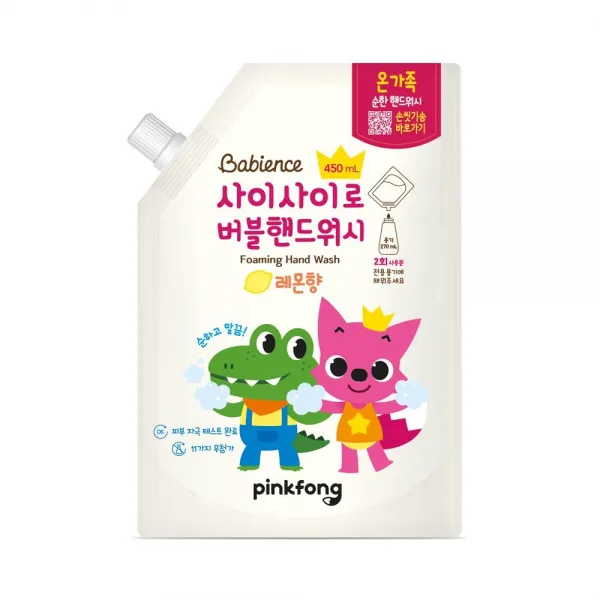 베비언스 핑크퐁 사이사이로 버블 핸드워시 레몬향리필, 1개, 레몬향 리필