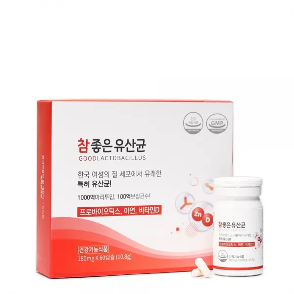 여성 질유산균 1000억투입 100억보장 아연 비타민D 함유 한국여성 질유래 특허유산균 3종 신바이오틱스 참좋은유산균, 60정, 1박스