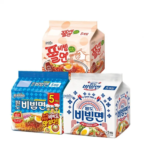 팔도 비빔면 5입 X1개+비빔면 매운맛 5입 X1개+쫄비빔면 5입 X1개 15개