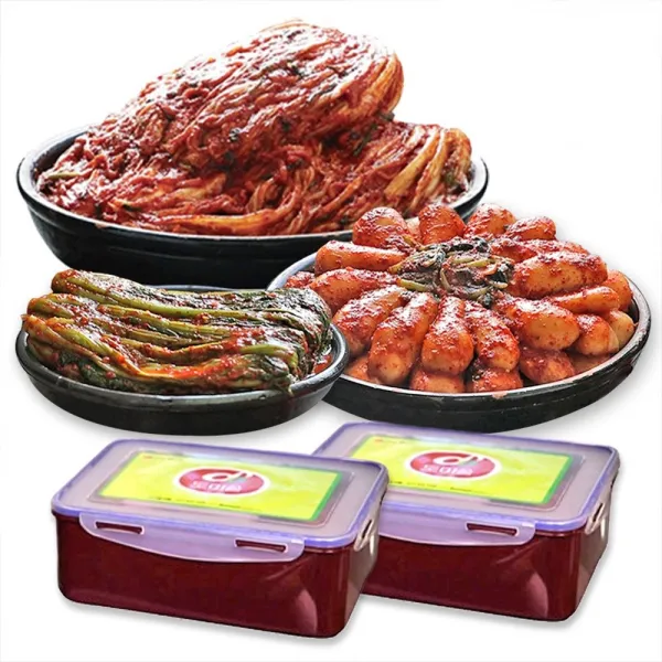 [도미솔] 박미희 포기김치5kg+총각김치4kg+갓김치1kg+김치통2개, 단품