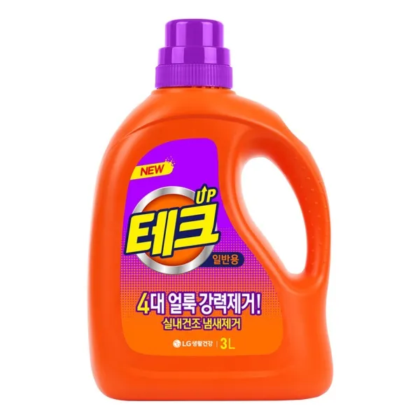 [엘지생활건강] 테크 실내건조 냄새걱정끝 일반용 액체세제 용기 3000ml x1개, 상세 설명 참조