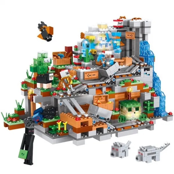 해외직구 1315pcs My World Mechanism Cave 빌딩 블록과 호환 가능한 레고 채굴기계 Aminal AMIL 액션 그림, No original box