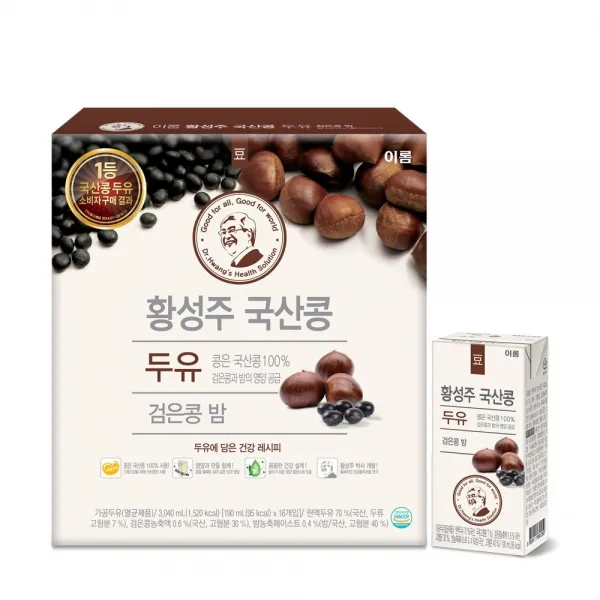 이롬 황성주 국산콩두유 검은콩 밤 190ml*16팩, 16팩, 190ml