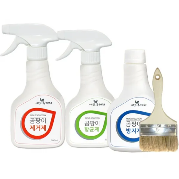 에코후레쉬 곰팡이제거제 500ml + 곰팡이향균제500ml + 곰팡이방지제500ml + 붓, 1세트