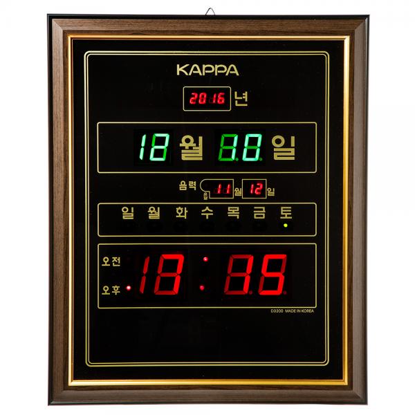 카파 D3200 음력요일표시 캘린더형 LED 디지털벽시계, 블랙