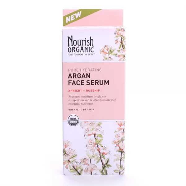 Nourish Organic 퓨어 하이드레이팅 아르간 페이스 세럼 아프리콧 + 로즈힙, 20ml, 1개