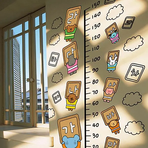 [뭉키데코]키재기스티커_엘리와 친구들 가나다라 키재기 150cm, 블랙