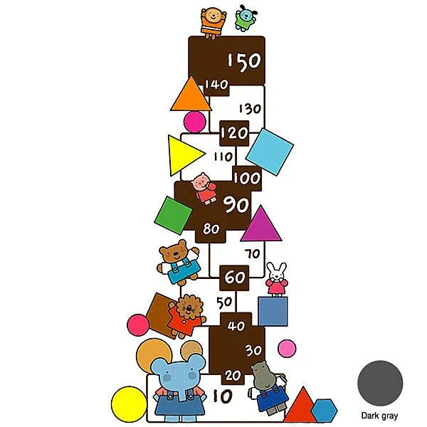 [뭉키데코]키재기스티커_엘리 도형놀이 키재기 150cm, 다크그레이