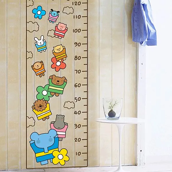 [뭉키데코]키재기스티커_엘리와 꽃 키재기 120cm(A타입), 다크브라운