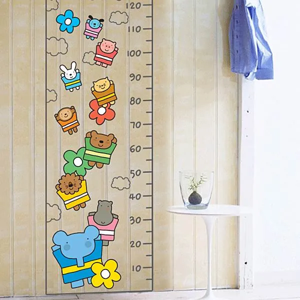 [뭉키데코]키재기스티커_엘리와 꽃 키재기 120cm(A타입), 다크그레이