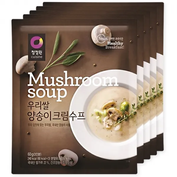 해당없음 청정원 우리쌀 양송이크림 수프, 60g, 5개