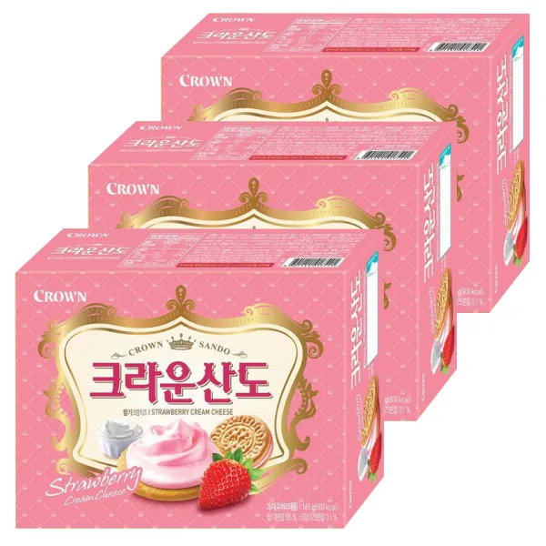 크라운 산도 딸기크림치즈 샌드, 161g, 3개