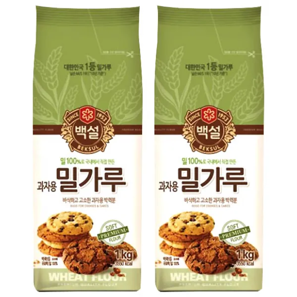 CJ백설 과자용 밀가루, 1kg, 2개