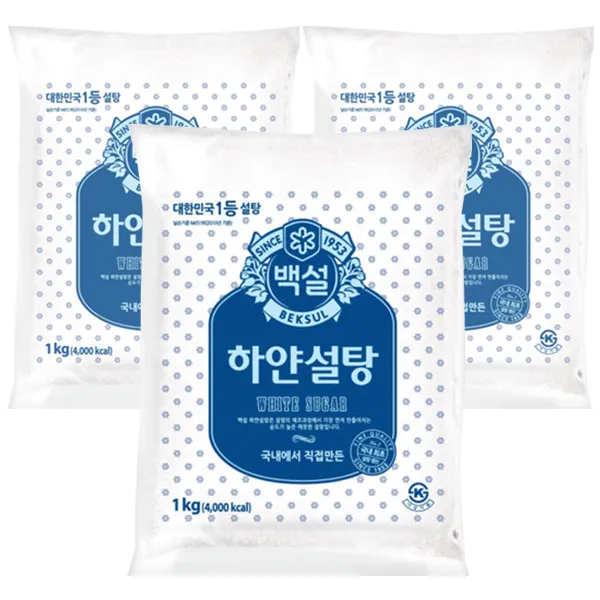 백설 하얀설탕, 1kg, 3개