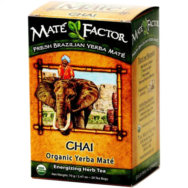 Mate Factor 오가닉 예르바 마테 에너자이징 허브 티 차이, 3.5g, 20개입