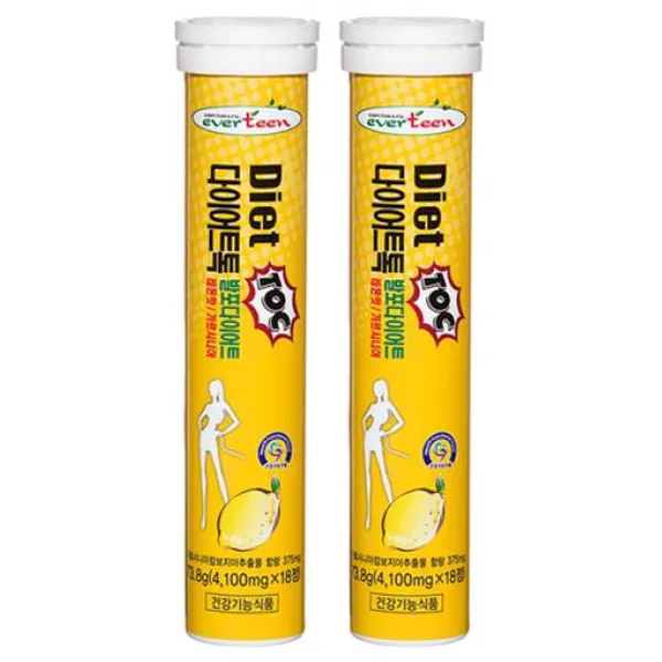 에버틴 다이어트톡 발포 가르시니아 레몬맛, 73.8g, 2개