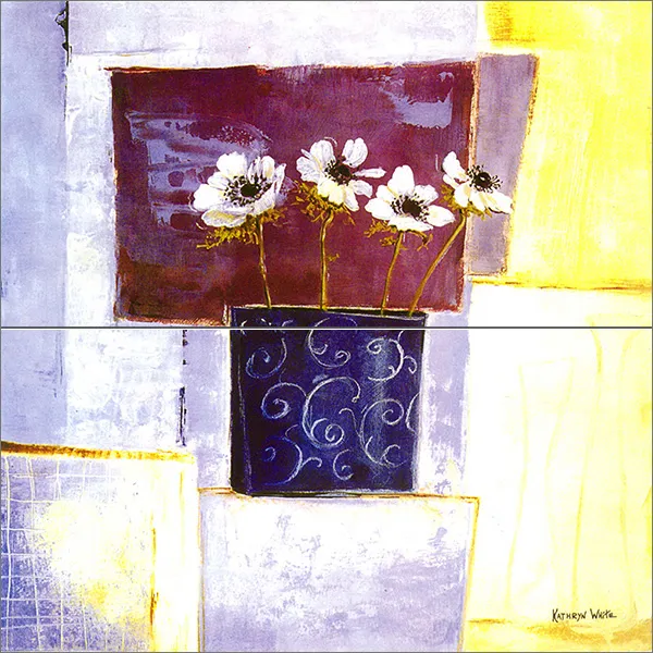 추상적인 흰꽃과 꽃병 2장, Abstract-069