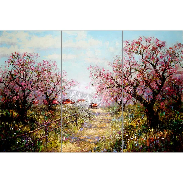 Scenery041 벚꽃이피어난 작은시골의 골목길 각 3장