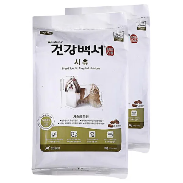 건강백서 전연령 생선 시츄 사료, 2kg, 2개
