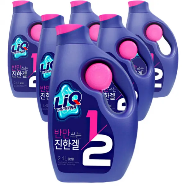 리큐 반만 쓰는 진한겔 액상세제 일반용 용기, 2.4L, 6개입