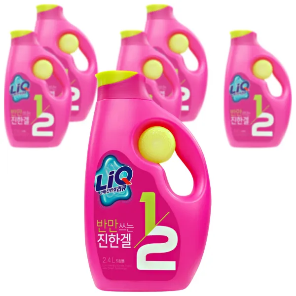 리큐 반만 쓰는 진한겔 액상세제 드럼용 용기, 2.4L, 6개입