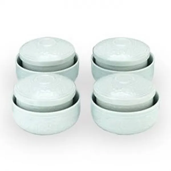 광주요 백자 음양각 목단문 단반세트, 12p (밥그릇 뚜껑 4p, 밥그릇 몸체 4p, 국그릇 4p)