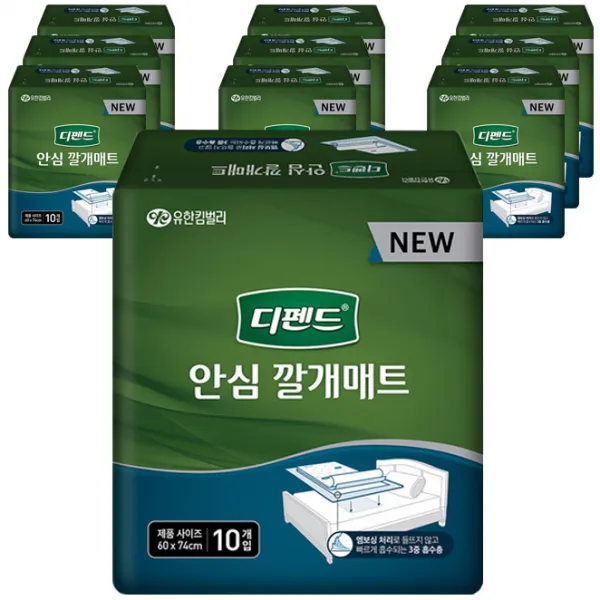 디펜드 남녀공용 안심 깔개매트 60 x 74 cm, 10개입, 10팩