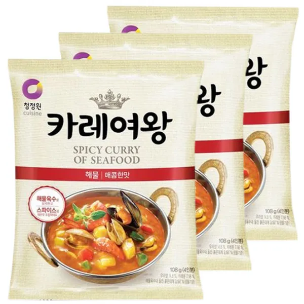 청정원 카레여왕 해물 매콤한 맛, 108g, 3개