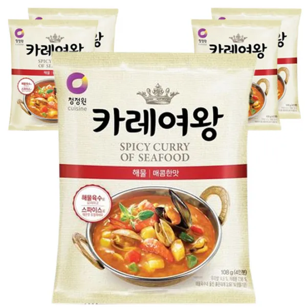 청정원 카레여왕 해물 매콤한 맛, 108g, 5개