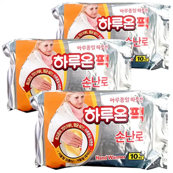 하루온 손난로형 핫팩 70g, 3개