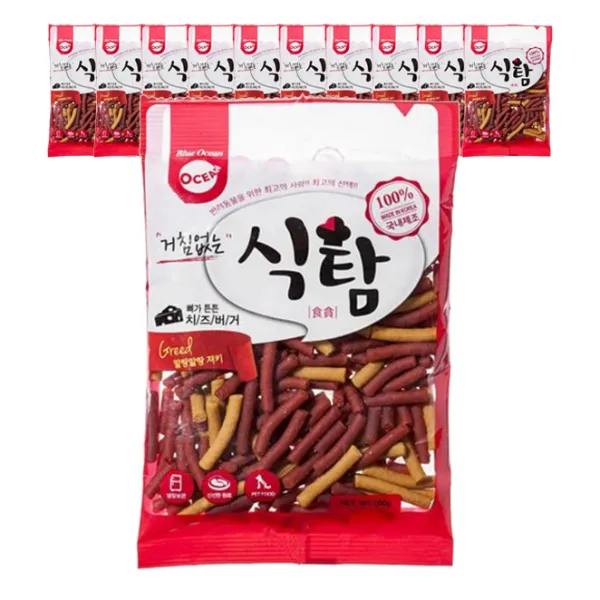 오션 거침없는 식탐 스틱형 강아지 간식 져키, 치즈버거, 11개