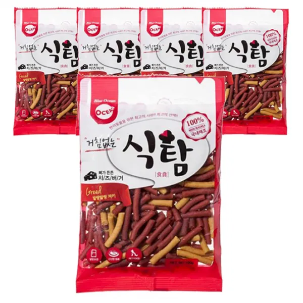 오션 거침없는 식탐 스틱형 강아지 간식 져키, 치즈버거, 5개
