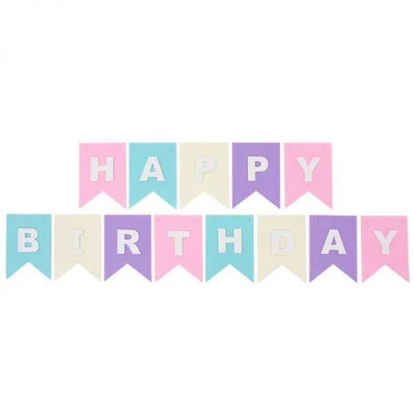 파티팡 펠트 리본 생일가랜드, 파스텔, 1개