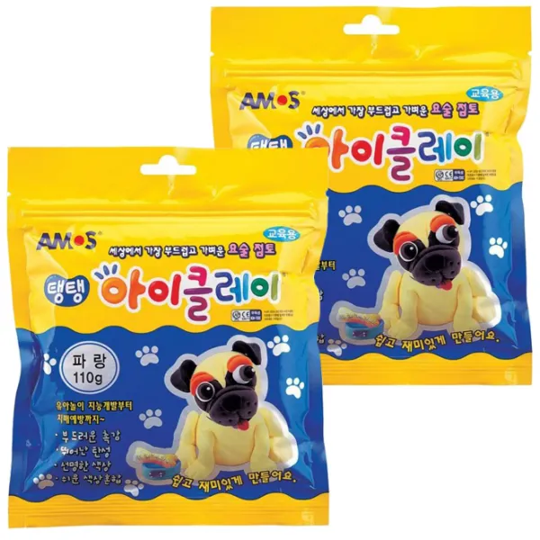 아모스 5000 탱탱아이클레이 파우치 110g, 파랑, 2개