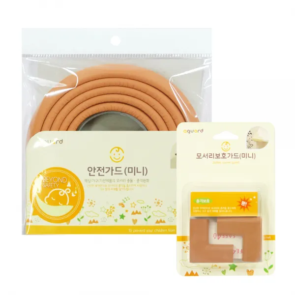 [아가드] 모서리보호대 일반형 2m 1p + 이음새없는 코너보호대 일반형 2p, 우드, 1세트