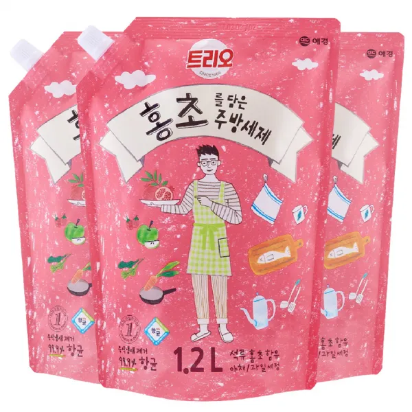 트리오 홍초를 담은 주방세제, 1.2L, 3개