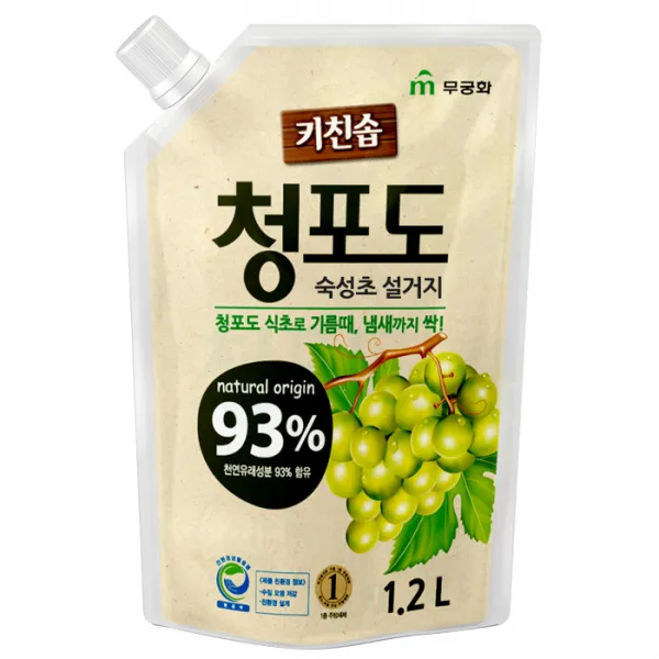 무궁화 청포도 깨끗 설거지 주방세제 리필형, 1.2L, 2개