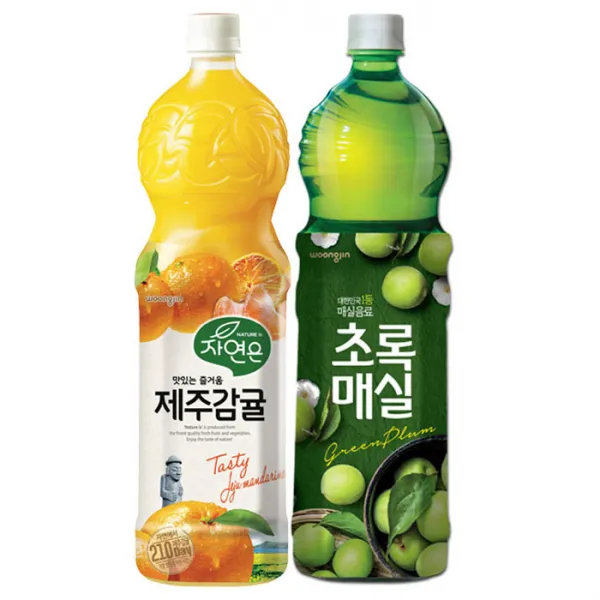 웅진 과일주스 2종세트, 자연은 감귤주스 1.5L 1병 + 초록매실 1.5L 1병, 1세트