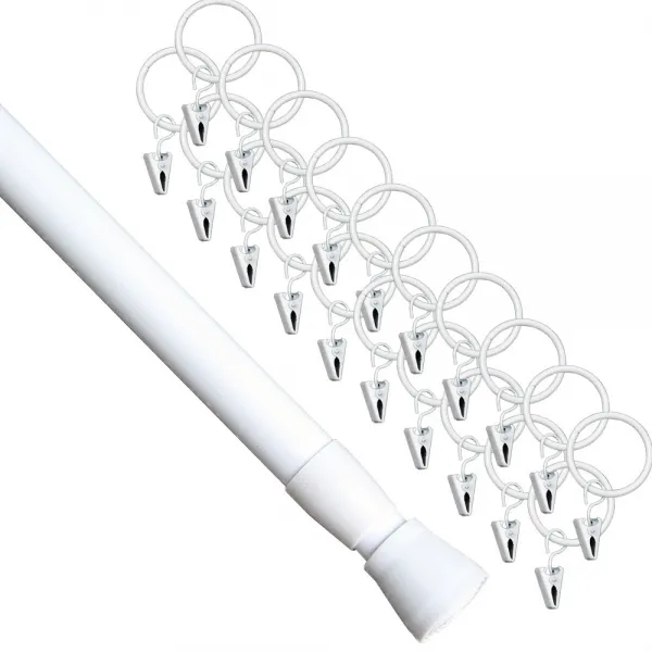 준앤컴퍼니 스프링 22mm 압축봉 8호 130~240cm + 집게링 20p, 화이트