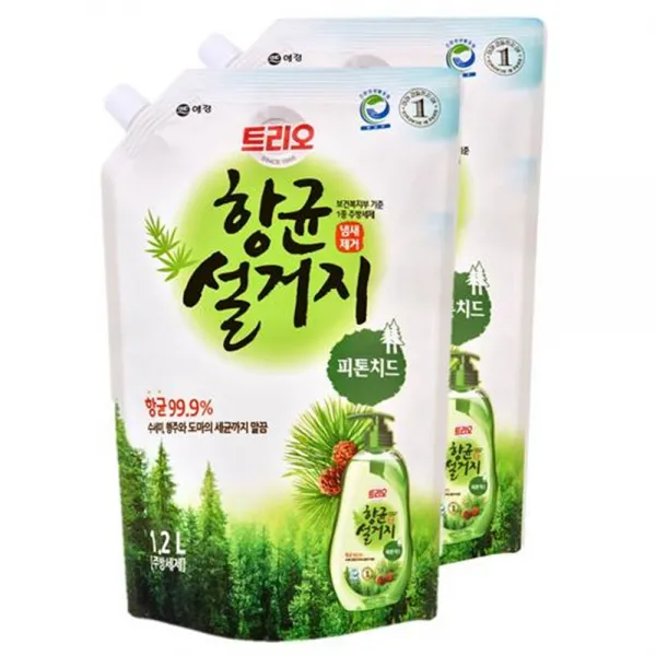 트리오 향균설거지 피톤치드 주방세제 리필형 1.2l 2개