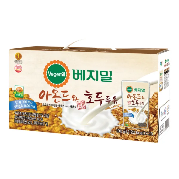 베지밀 아몬드와 호두 두유, 20개, 190ml