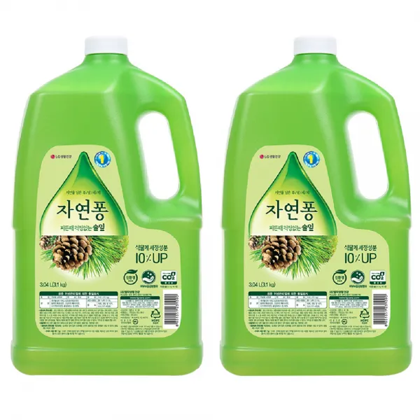 자연퐁 찌든때 걱정없는 솔잎 주방세제, 3040ml, 2개
