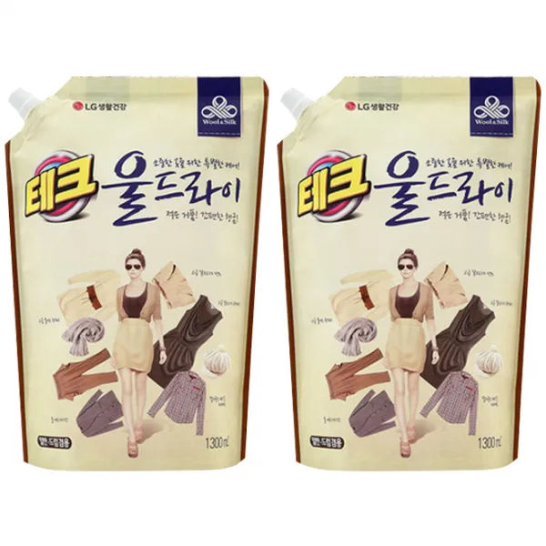 테크 울드라이 세제 리필, 1.3L, 2개