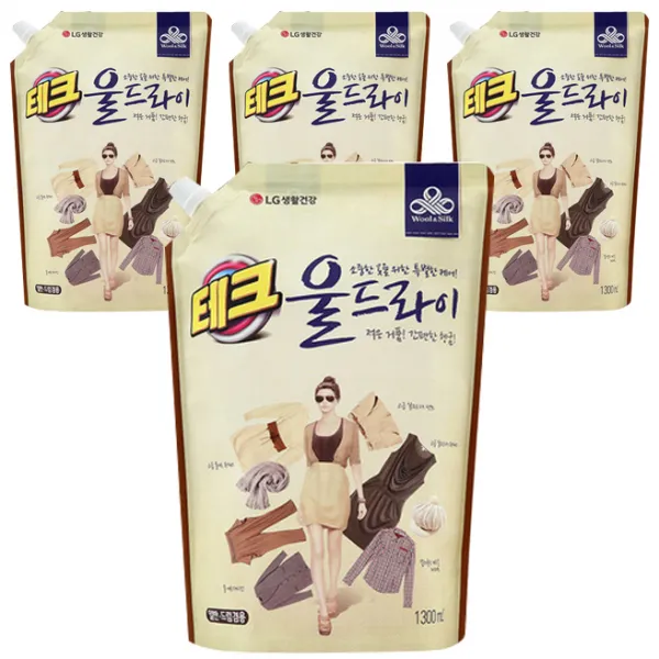 테크 울드라이 세제 리필, 1.3L, 4개