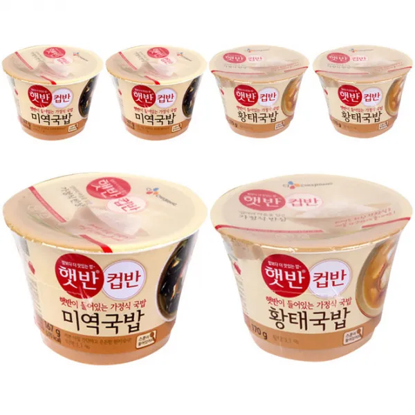 CJ제일제당 컵반 미역국밥 167g x 3p + 황태국밥 170g x 3p, 1세트