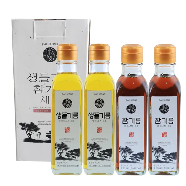개성방앗간 생들기름 180ml x 2p + 참기름 180ml x 2p, 1세트