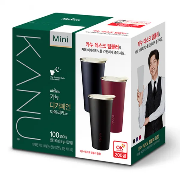 카누 미니 디카페인 아메리카노 커피믹스, 0.9g, 100개입