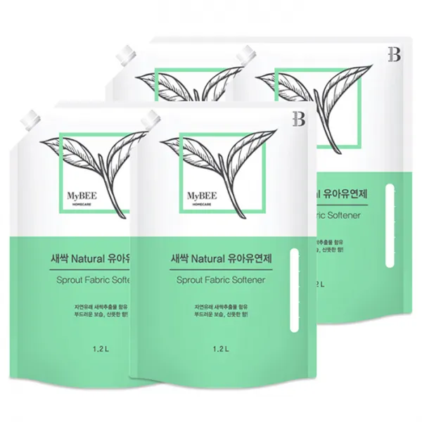 마이비 새싹 내추럴 유아유연제 리필형, 1200ml, 4개입